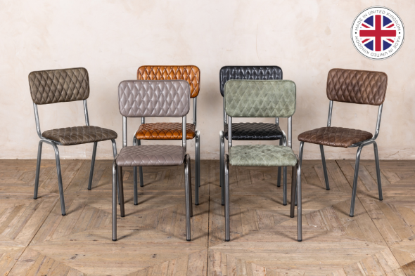 Princeton Quilted Dining Chairs (Gunmetal Frame)